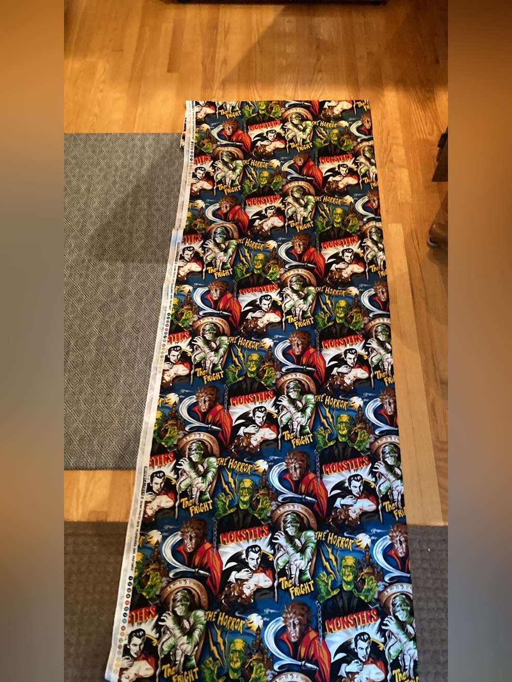 Horror Monsters Print Fabric Panel — Multicolor. 2 yards